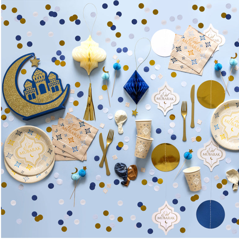 Eid Ramadan Round Paper Plates 9in, 8pcs