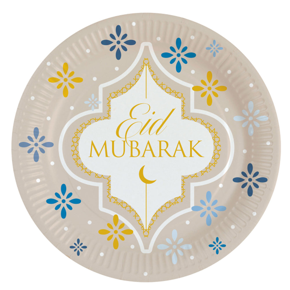 Eid Ramadan Round Paper Plates 9in, 8pcs