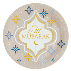 Eid Ramadan Round Paper Plates 9in, 8pcs