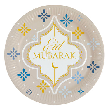 Eid Ramadan Round Paper Plates 9in, 8pcs