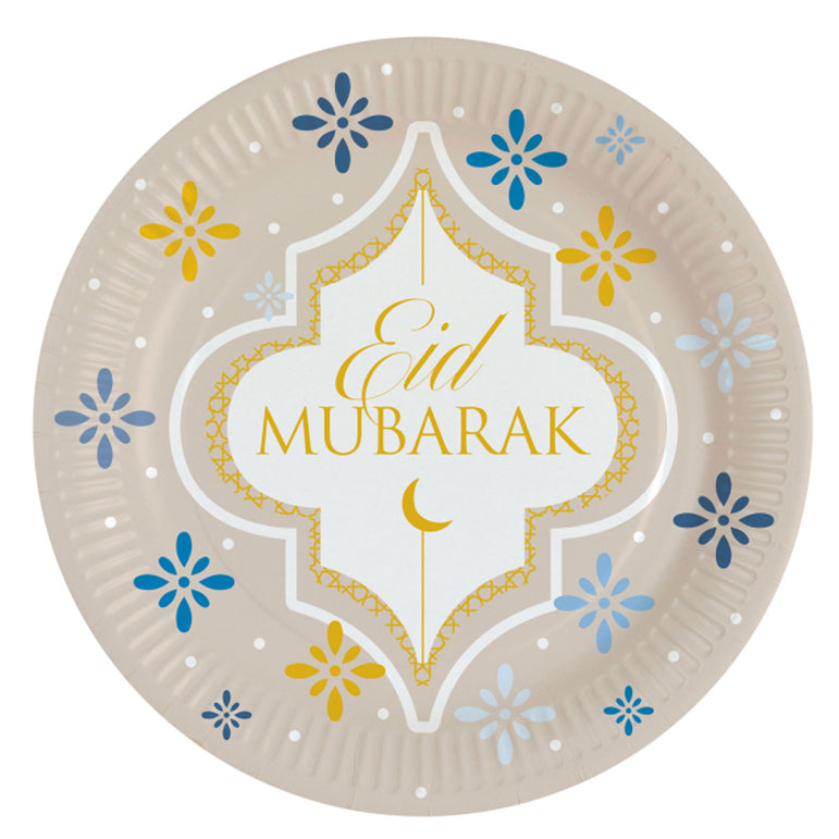 Eid Ramadan Round Paper Plates 9in, 8pcs
