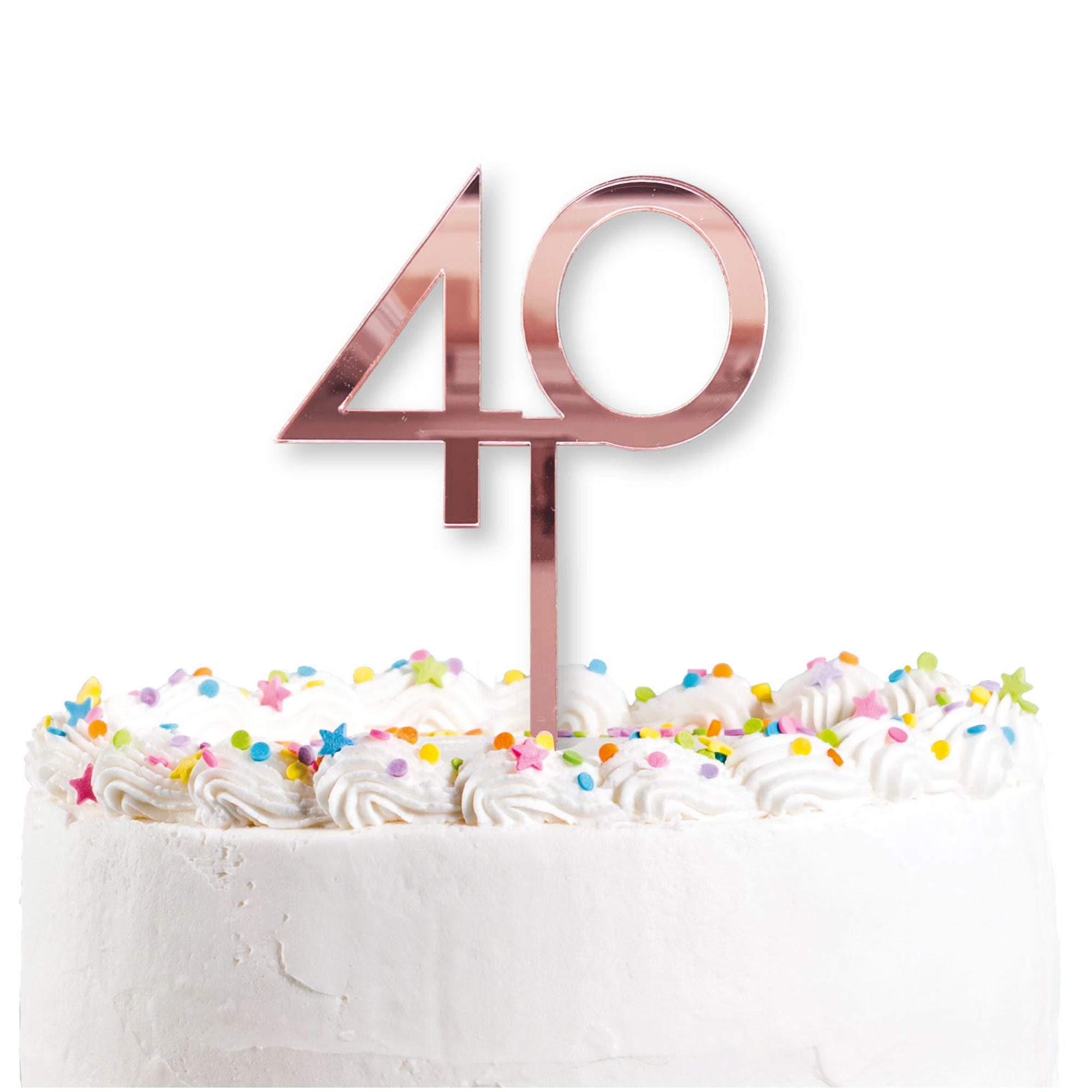 40th Birthday Rose Gold Acrylic Cake Topper