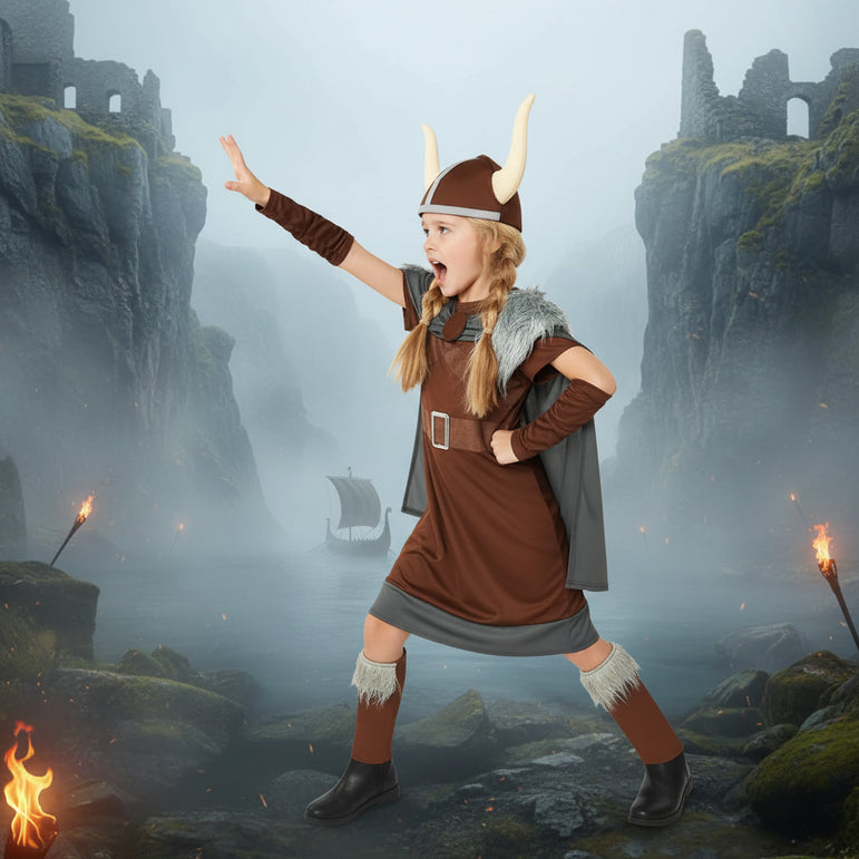 Child Viking Warrior Queen Dress-Up Costume