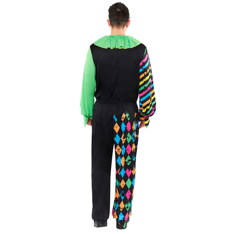 Adult Funhouse Neon Clown Man Costume