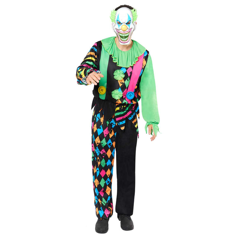 Adult Funhouse Neon Clown Man Costume