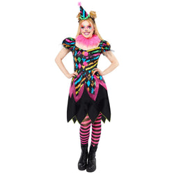Adult Funhouse Neon Clown Lady Costume
