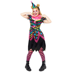 Adult Funhouse Neon Clown Lady Costume