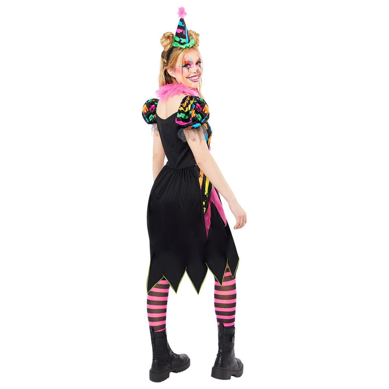 Adult Funhouse Neon Clown Lady Costume