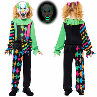 Child Funhouse Horror Clown Glow in the Dark Costume