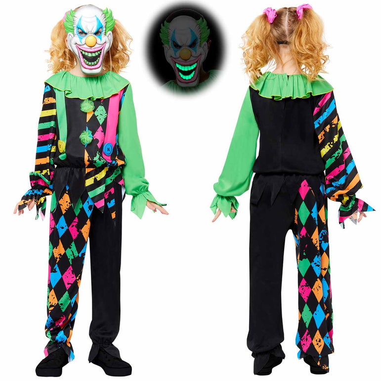 Child Funhouse Horror Clown Glow in the Dark Costume