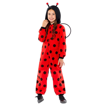 Child Ladybug Fleece Hooded Zip-up Onesie with Wings Costume