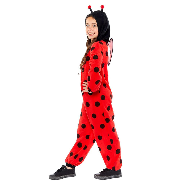 Child Ladybug Fleece Hooded Zip-up Onesie with Wings Costume