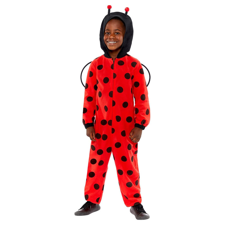 Child Ladybug Fleece Hooded Zip-up Onesie with Wings Costume