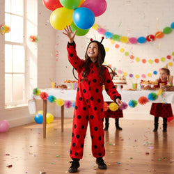 Child Ladybug Fleece Hooded Zip-up Onesie with Wings Costume