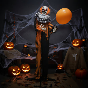 Halloween Animatronic Standing Clown with Balloon Decoration
