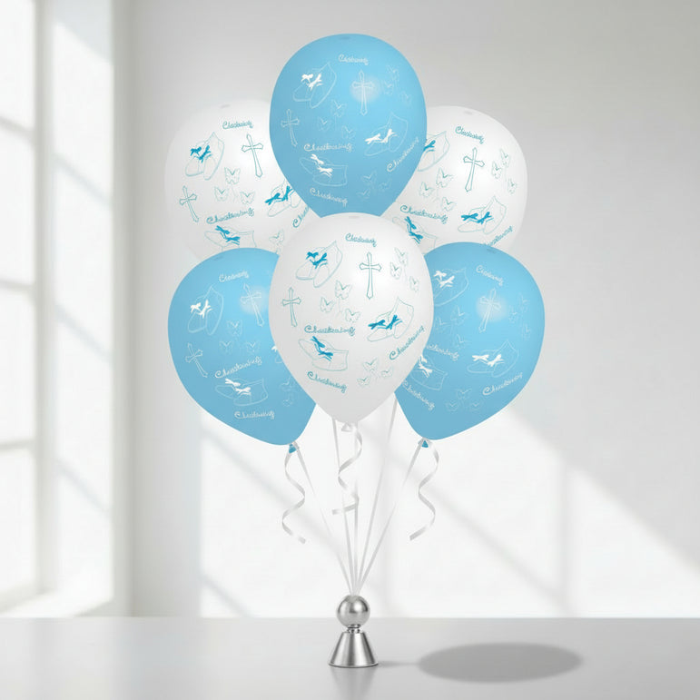 Christening Blue Latex Balloons 11in, 6pcs
