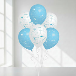 Christening Blue Latex Balloons 11in, 6pcs