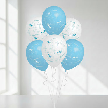 Christening Blue Latex Balloons 11in, 6pcs