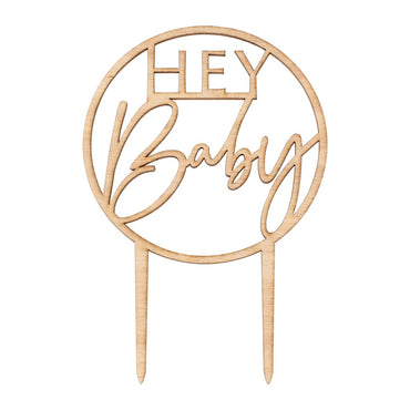 Botanical Baby Wooden Hey Baby Cake Topper