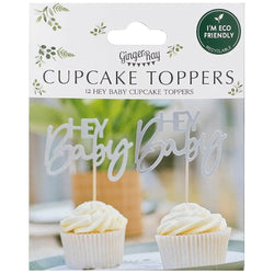 Hey Baby Cake Toppers Green & Nude 12pcs