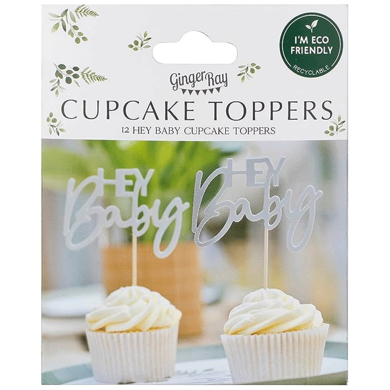 Hey Baby Cake Toppers Green & Nude 12pcs