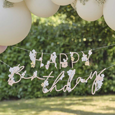 Floral Happy Birthday Bunting Decoration