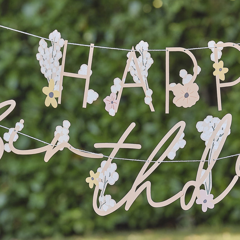 Floral Happy Birthday Bunting Decoration