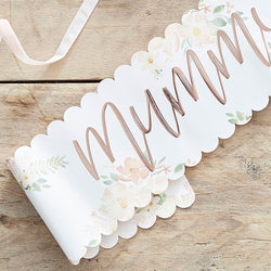 Baby in Bloom Floral Rose Gold Mummy To Be Baby Shower Sash