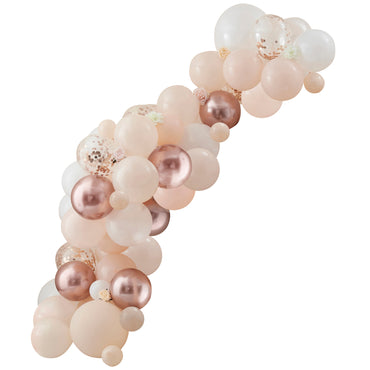 Baby in Bloom Peach, White & Rose Gold Balloon Arch