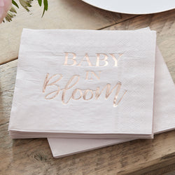 Baby in Bloom Rose Gold And Blush Baby Shower Lunch Napkins 16pcs