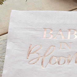Baby in Bloom Rose Gold And Blush Baby Shower Lunch Napkins 16pcs