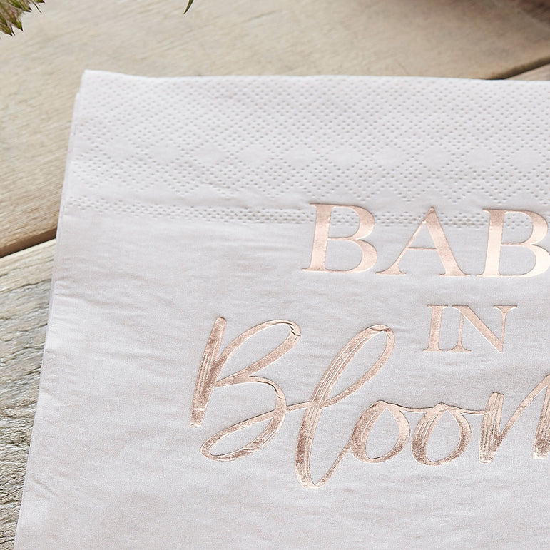 Baby in Bloom Rose Gold And Blush Baby Shower Lunch Napkins 16pcs