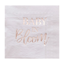 Baby in Bloom Rose Gold And Blush Baby Shower Lunch Napkins 16pcs