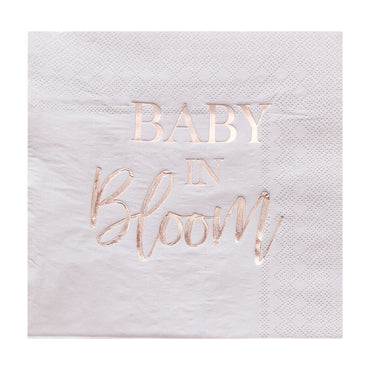 Baby in Bloom Rose Gold And Blush Baby Shower Lunch Napkins 16pcs
