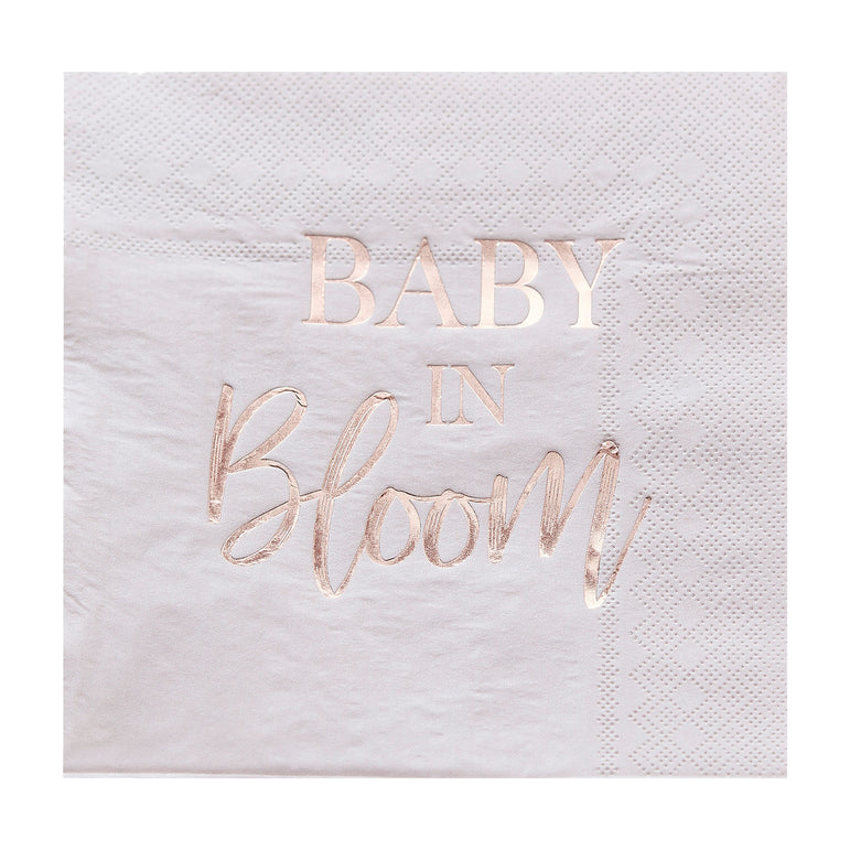 Baby in Bloom Rose Gold And Blush Baby Shower Lunch Napkins 16pcs