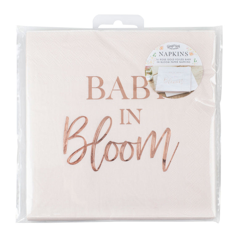 Baby in Bloom Rose Gold And Blush Baby Shower Lunch Napkins 16pcs