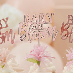 Baby in Bloom Rose Gold Floral Baby Shower Cupcake Toppers 12pcs