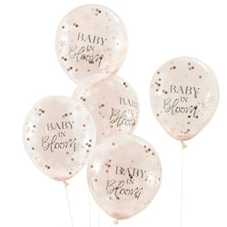 Baby in Bloom Rose Gold Baby Shower Confetti Balloons 5pcs