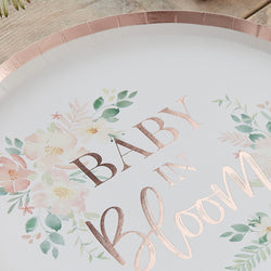 Baby In Bloom Rose Gold Baby Shower Plates 9inch 8pcs