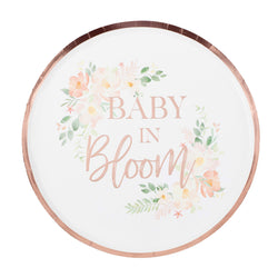 Baby In Bloom Rose Gold Baby Shower Plates 9inch 8pcs