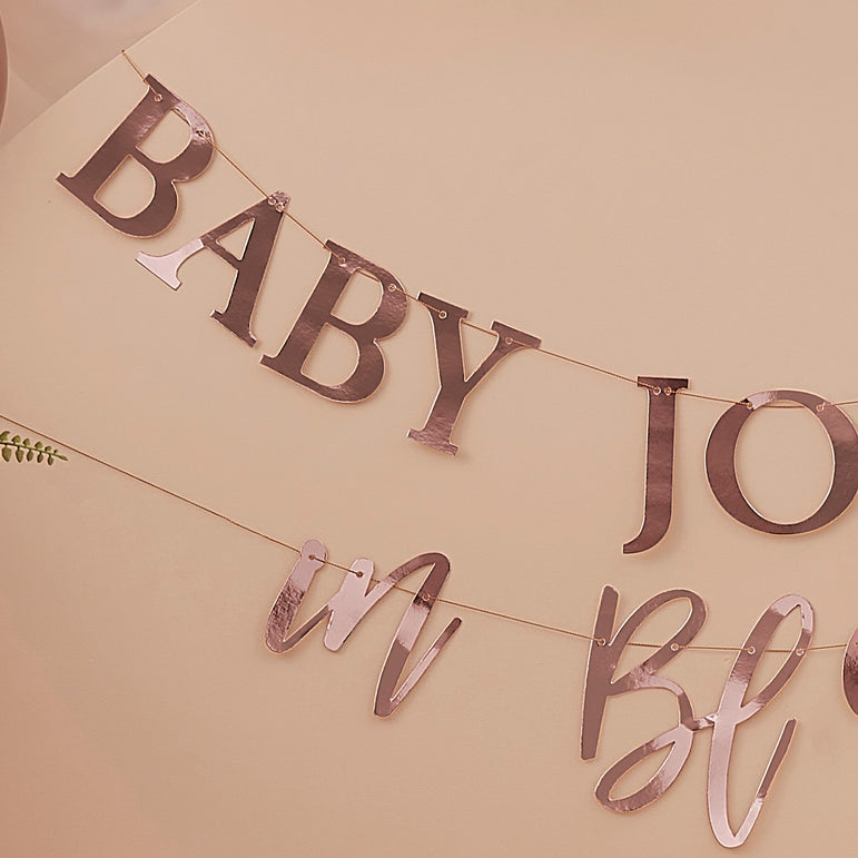 Baby in Bloom Rose Gold Customisable Baby Shower Bunting