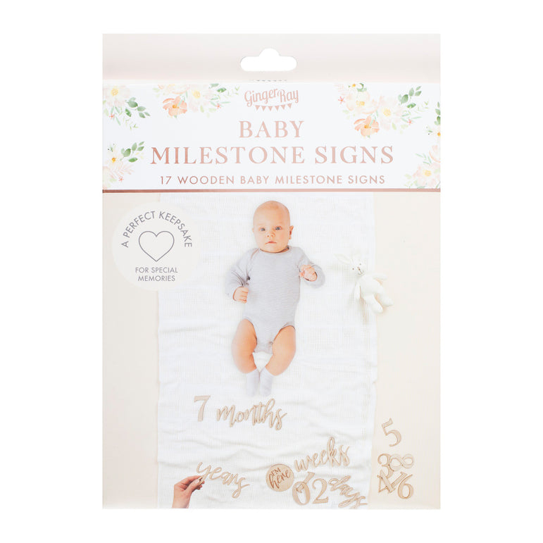 Baby in Bloom Wooden Pregnancy & Baby Milestone Signs