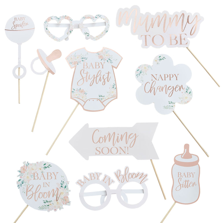 Baby in Bloom Floral Baby Shower Photo Booth Props
