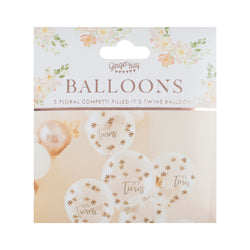 Baby in Bloom Rose Gold It's Twins Confetti Balloons