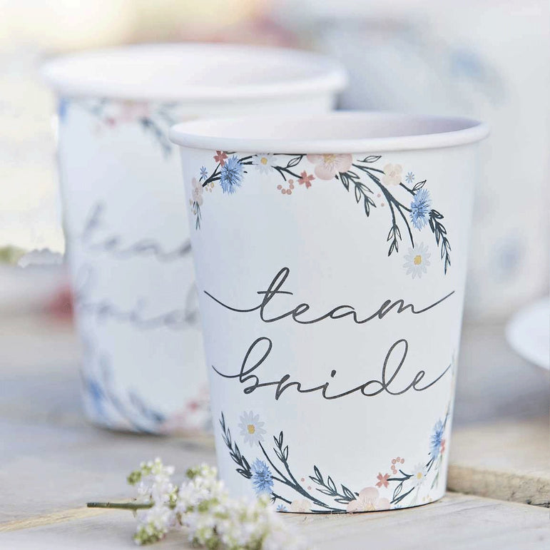 Boho Bride Paper Cups 9oz, 8pcs