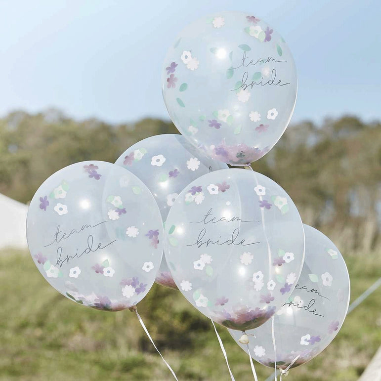 Boho Bride Latex Balloons Team Bride 12in, 5pcs