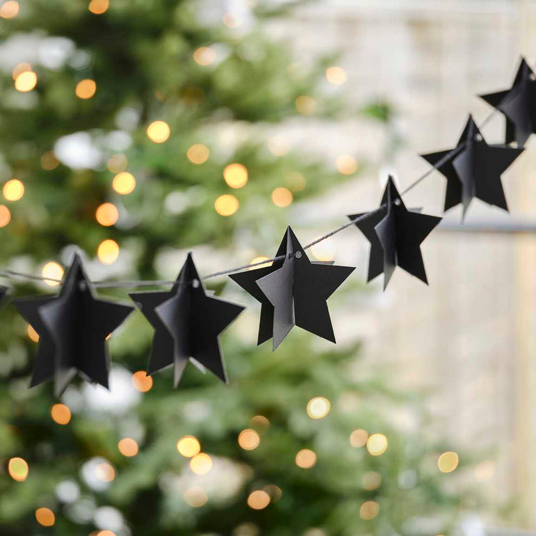 Black 3D Star Christmas Bunting