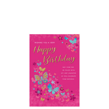 Wishing You A Happy Birthday Pink Greeting Card 9in X 6in