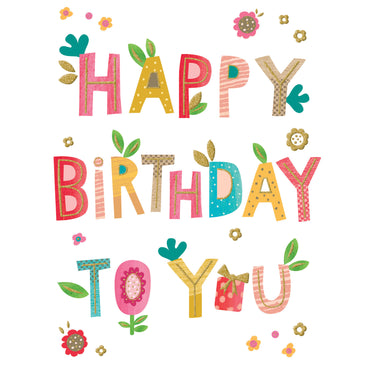 White On Happy Birthday Greeting Card