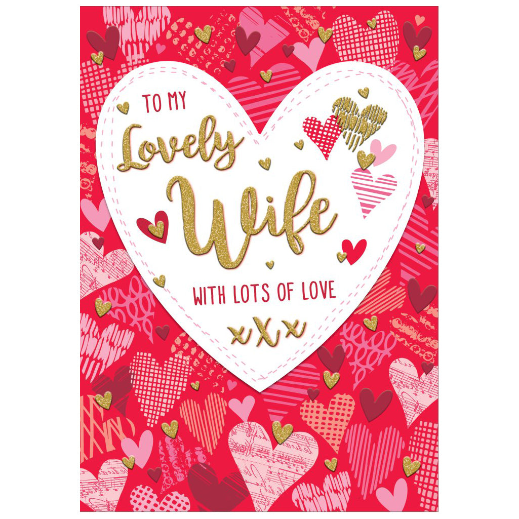 Huge Hugs Wife Allover Hearts Greeting Card 17.5in X 12.5in